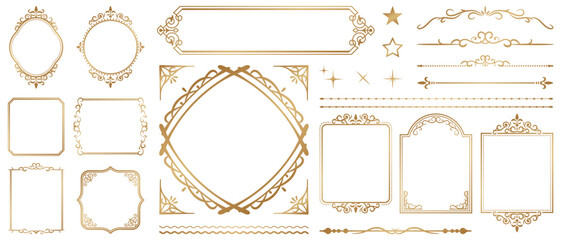 おしゃれなフレーム　ゴールドの飾り罫セット