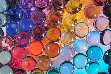 multi colored crystal bubbles, colorful background