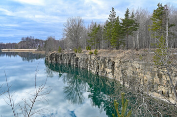 Overlooking Hynneberg quarry Hallabrottet Kumla Sweden april 4 2023