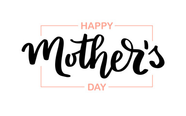 Obraz premium Happy mother s day hand drawn calligraphy, vector illustration template for greeting card or banner