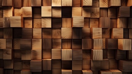 Natural wooden background. Wood blocks. AI generative.