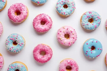 Pink and Blue Donut Background for a Gender Reveal party announcement created with Generative AI technology