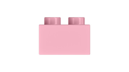 Candy Pink Block Isolated on a White Background. Close Up View of a Plastic Children Game Brick for Constructors, Side View. High Quality 3D Rendering with a Work Path. 8K Ultra HD, 7680x4320