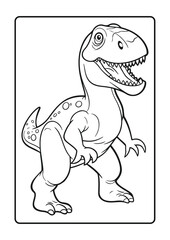 Tyrannosaurus line art coloring page for kids, black outline on white background