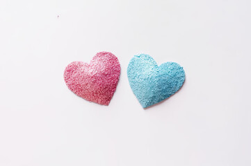 Pink and Blue Heart Background for a Gender Reveal party announcement created with Generative AI technology