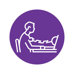 Computer addiction olor line icon. Pictogram for web page