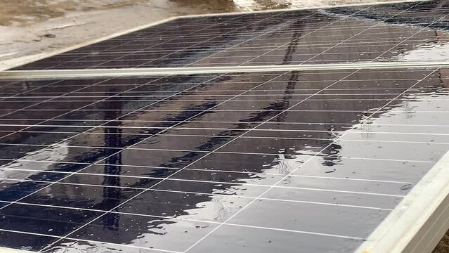 Solar panels under rain no charging, green power cons