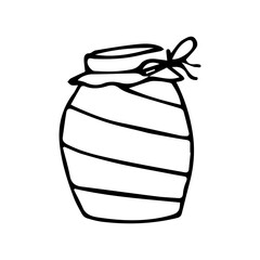 Cute hand drawn doodle jar of honey. Vector illustration.