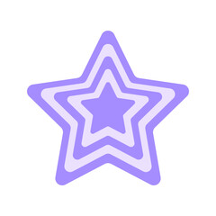 Repeating star icon in y2k retro style. 2000s design object in pastel purple colors. Cute girly vintage sticker isolated on whiyte background. Vector flat illustration