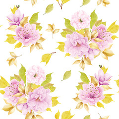 cherry blossom sakura floral seamless pattern