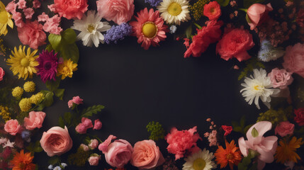 banner for ecommerce site with a mixed array of spring flowers , ai generative