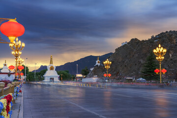 Beautiful Street Views and Ancient Buildings in Lhasa, Tibet Autonomous Region, China on June 19,...