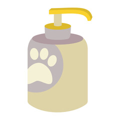 Shampoo with a dispenser and paws for animals, cats, dogs, animal care.