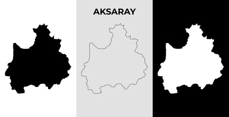 Aksaray map vector illustration, Turkey, Asia, Filled and outline map designs