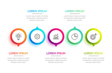 Colorful infographic presentation with 5 steps. Vector illustration.