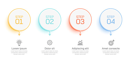 Modern infographic presentation design with 4 steps. Vector illustration.