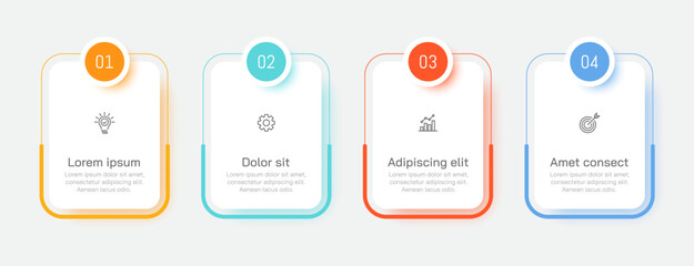 Colorful infographic presentation design with 4 steps. Vector illustration.