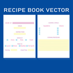 Recipe book vector design template