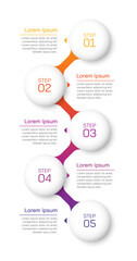 Colorful infographic presentation design with 5 steps. Vector illustration.
