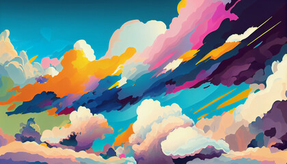 Obraz na płótnie Canvas Generative AI, Cloud Nine: A Colorful Abstract Sky High Adventure