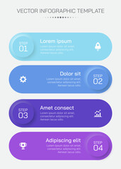 4 step timeline colorful infographic template. Neumorphism minimalisctic design.