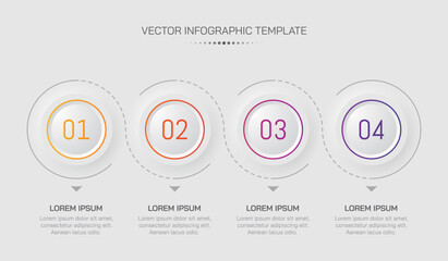 4 step timeline infographic template. Neumorphism minimalisctic design.