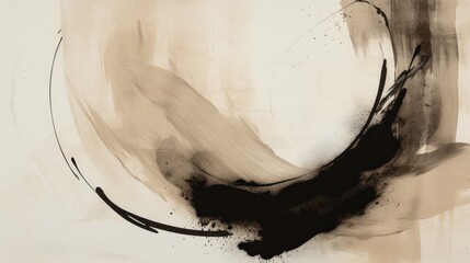 abstract art monochromatic japandi style. Ai generative