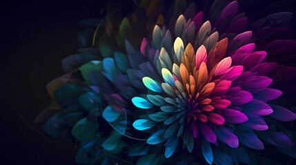 abstract geometric background. Techno flower. AI generative