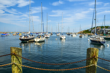 Boats in the harbor of Rockport, Cape Ann, Massachusetts, New England, USA