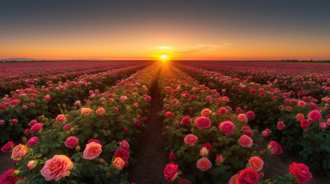 AI generated Beautiful red roses in the garden