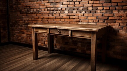 empty rustic brown wooden table. AI generative