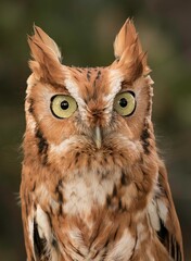 Vertical portrait shot of an Eastern screech owl.
