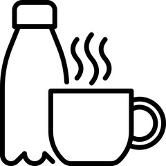 Beverages, bottle of water, tea, coffee. Thin line icon. Vector illustration.