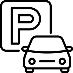 Parking thin line icon. Road sign. Modern vector illustration.