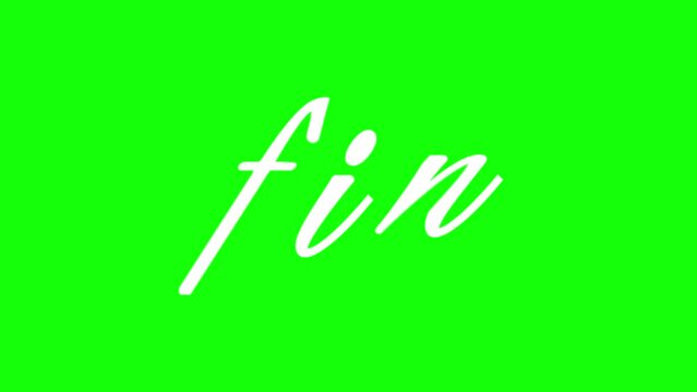 fin（終わり）の文字が描かれるアニメーション（グリーンバック）