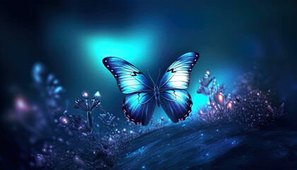 Fototapeta na wymiar Concept of fantasy world. Butterfly in a fantasy world