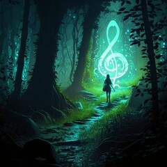 Enchanted Night Walk: A Girl's Journey to the Path of Music in the Forest