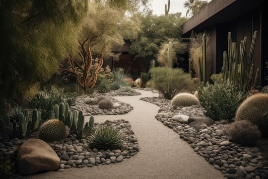 Tranquil Oasis: A Modern Minimalistic Home Garden and Pathway 2. Generative AI