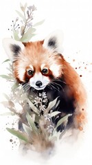 Nature's harmony, watercolor paintings of animals with floral delights, generative ai