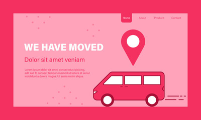 We are moving from one address to another address. Banner template with concept of delivery