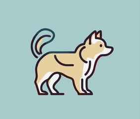 Obraz premium Cute Hand Drawn White dog Vector Illustration. Cute dog sketch art illustration on blue Background. Simple Sketched Hare ideal for Cards, Posters, Wall Art. T shirts.