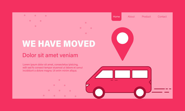 We are moving from one address to another address. Banner template with concept of delivery