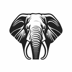 Elephant Black and White Isolated White. Generative AI