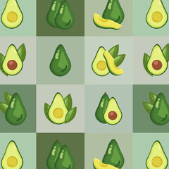 Seamless avocado pattern. Hand drawn vector illustration for covers, tropical wallpapers, vintage textures and posters, banners