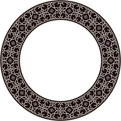 Vintage botanic garden round frame spiral curve cross line flower