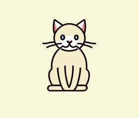 Cute Hand Drawn White cat Vector Illustration. Cute Cat sketch art illustration on ping Background. Simple Sketched Hare ideal for Cards, Posters, Wall Art. T shirts.