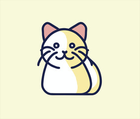 Cute Hand Drawn White cat Vector Illustration. Cute Cat sketch art illustration on ping Background. Simple Sketched Hare ideal for Cards, Posters, Wall Art. T shirts.