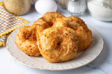 Turkish cuisine; Handmade Cheese spinach Pastry (Turkish name; peynirli - ispanakli pogaca, pisi)