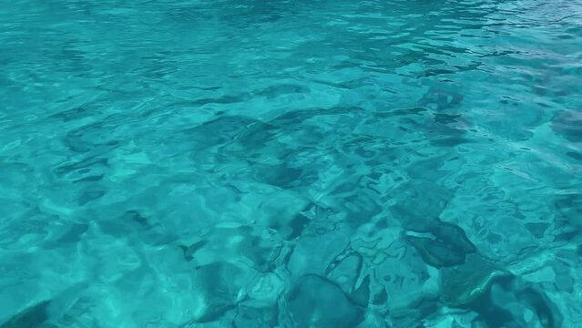 Aerial of a clean turquoise and teal sea water texture
