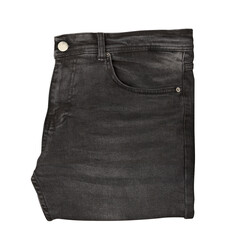 Black color jeans isolated on white background. Top view